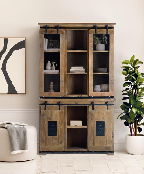 GINER Y COLOMER Armario de madera de mango y metal con 4 puertas correderas